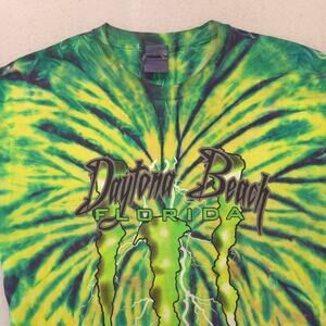 Monster Energy Daytona Beach Crew Neck Graphic T Shirt Mens Size M Tie Dye